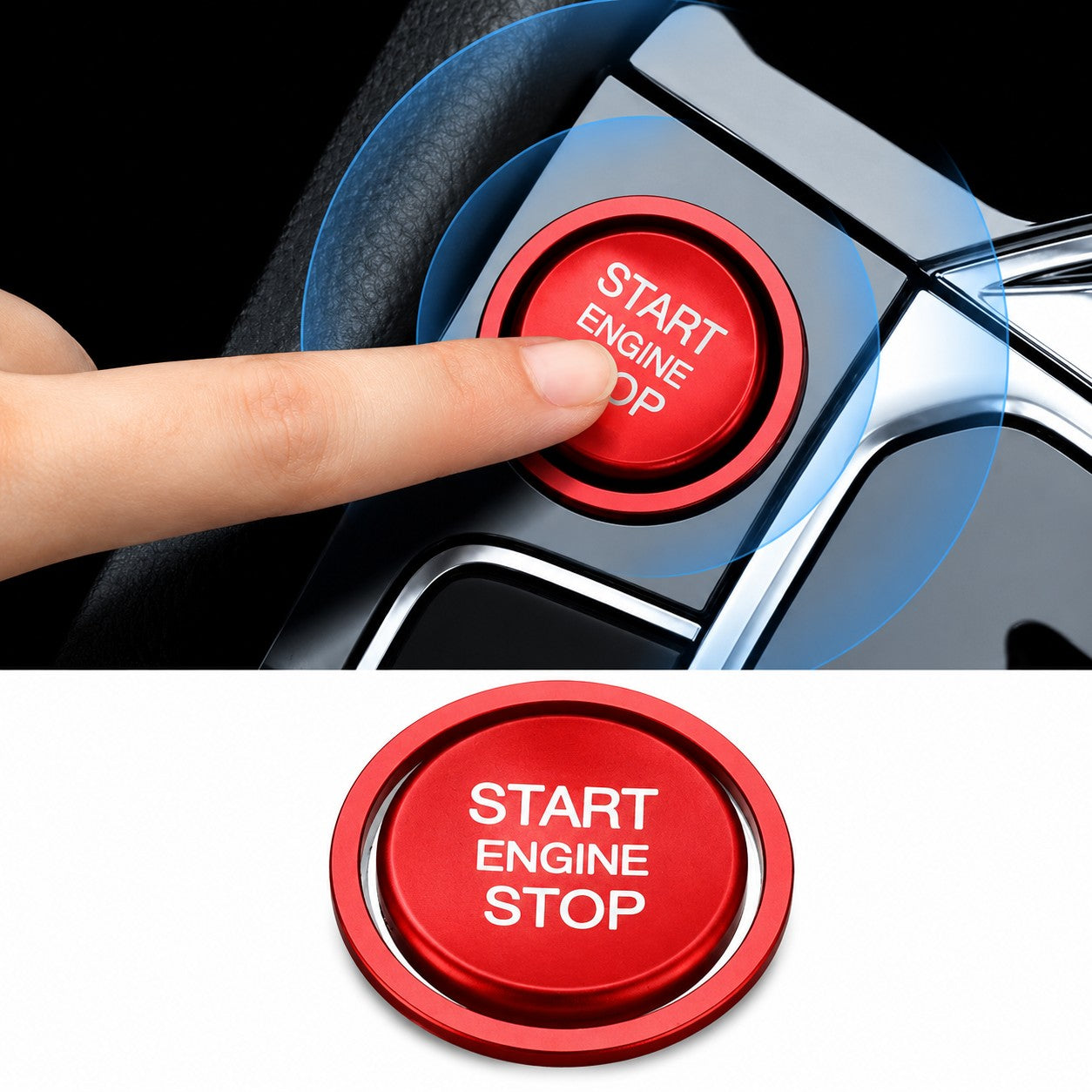 Start-/Stop-Knopf  für VW Modelle Abdeckung Zierring Blende Ring Volkswagen Rot